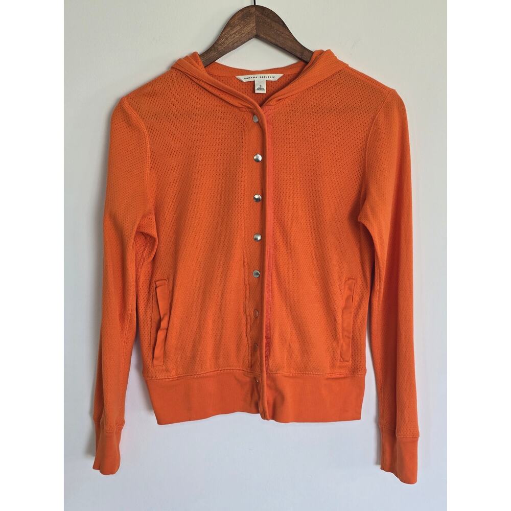 Banana Republic Orange Snap Button Hoodie Sweatshirt Size: S Cotton